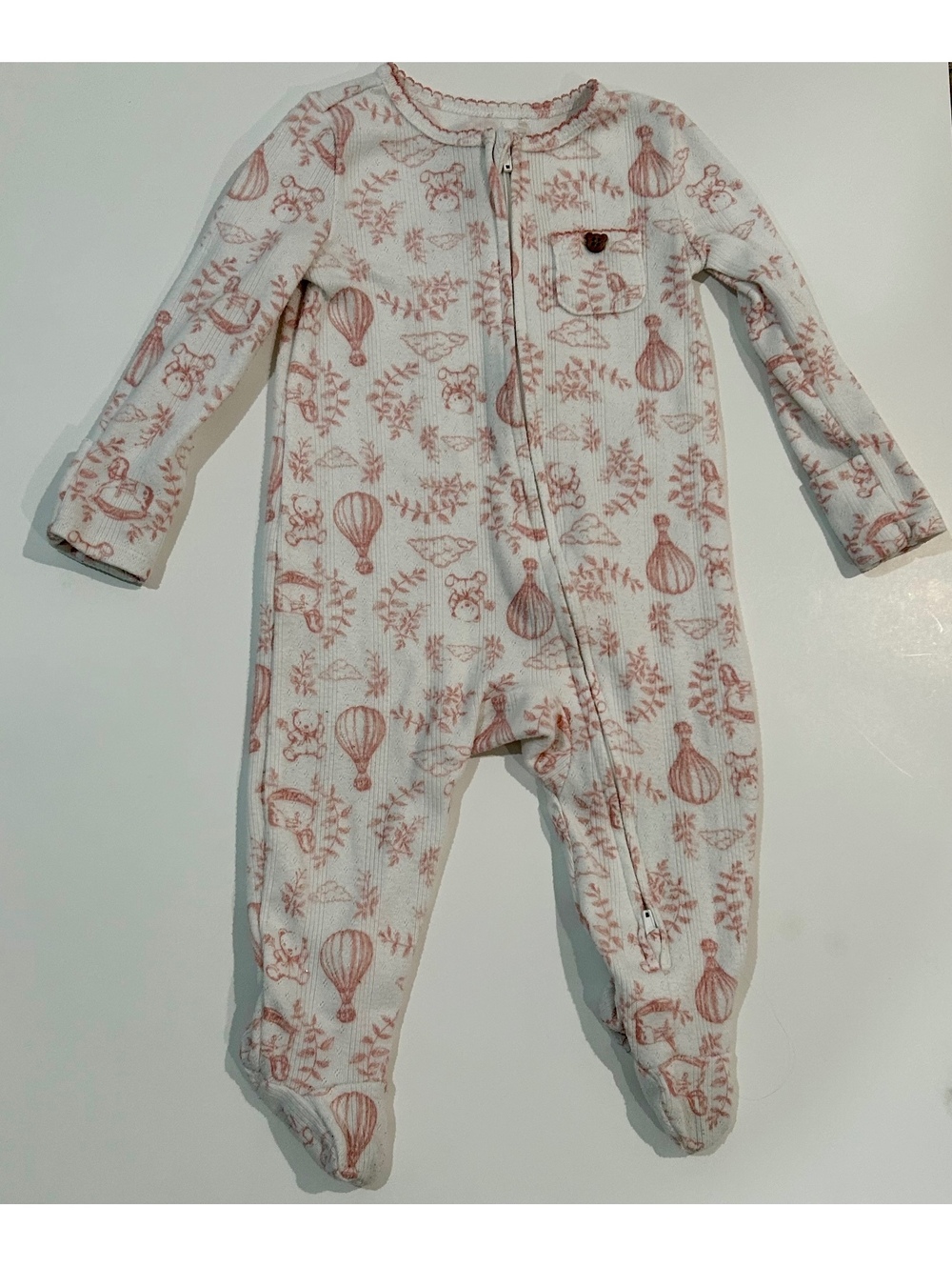 Bearpaw white and pink printed footed sleeper 6/9 month